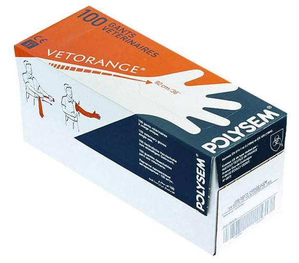 POLYSEM ORANGE ARMLENGTH GLOVES 100'S